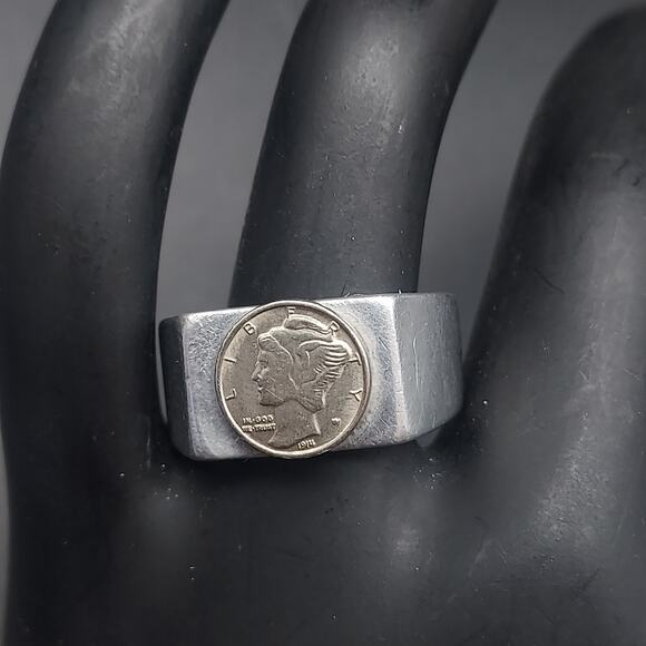 Vintage Mercury Dime Ring Size 8.5 Coin Currency Jewelry - Picture 6 of 8